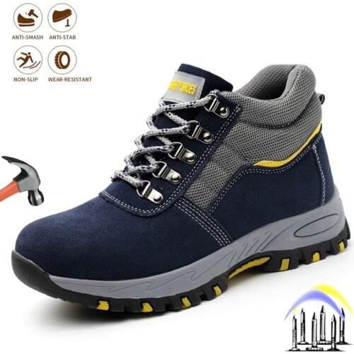 Mens Shoes Steel Toe Cap Indestructible Work Outdoor Safety Boots Puncture-Proof Anti-smash Comfortable Men Advisable Sneakers