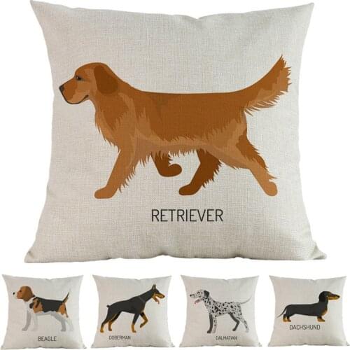 Watercolor Dogs Beagle Doberman Dalmatian Labrador Poodle Printed Cushion Cover Home Decorative Sofa Car Chair Throw Pillow Case