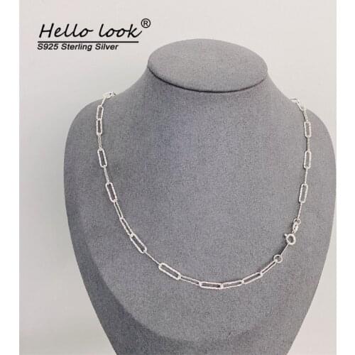 HelloLook 925 Sterling Silver Shiny Frosted Classic Chain Necklace Wedding Engagement Party Jewelry
