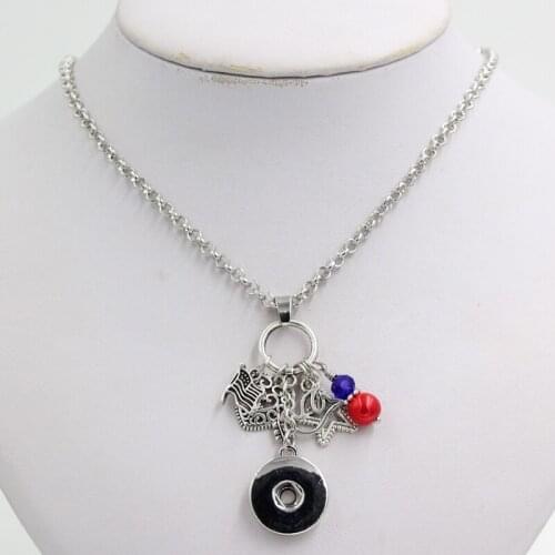 Snap Necklace Patriot American Flag Charms Pendant Necklace Patriotic Military Gifts For Women Jewelry