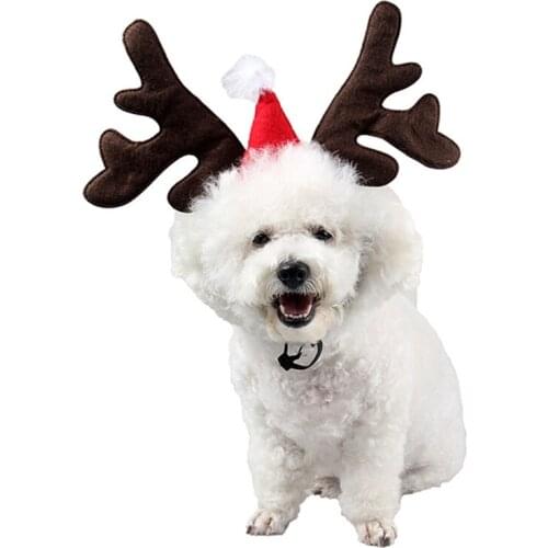 Christmas Pet Headband Deer Horn Hat Costume Dog Puppy Cat Cosplay Party Product Headwear Caps Hat For Pets