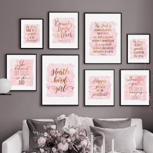 Pink Motivational Inspiring Letter Quote Wall Art Canvas Painting Nordic Posters And Prints Wall Pictures For Living Room Decor