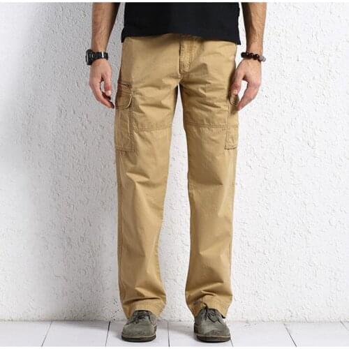 Loose Trousers Man Bottoms Autumn /winter Casual Pants Mens Cotton Straight Long Cargo Pants Plus Size 30-40 42 44