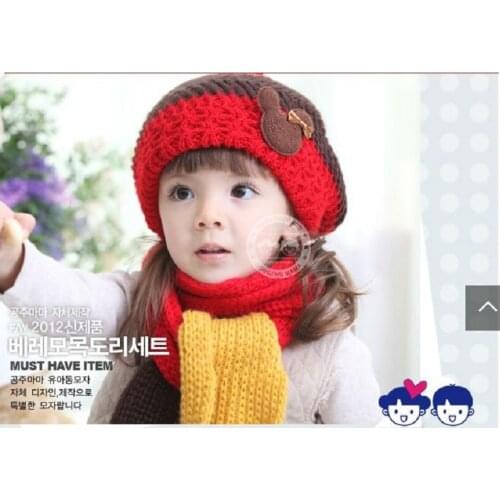 Knitting Girls Hats scarf sets for Boys Stocking Hat newborn Cap Kids Wool Beanie Child winter hat Crochet snapback Bucket Bonet