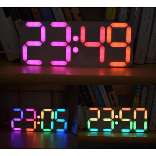 USB DC 5V Large Size Rainbow Color Digital Tube DS3231 Clock DIY Kit include Acrylic Case and USB Power Cable
