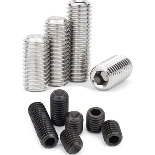 50pc DIN916 304 Stainless Black Grade 12.9 Steel Hex Hexagon Socket Allen Cup Point Grub Set Screw M2 M2.5 M3 M3.5 M4 M5 M6 Bolt