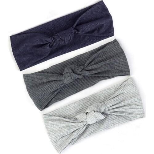 Women Bow Knotted Hairband Denim Bohemia Hair Accessories Ribbed Headband For Female Cotton Headwear Striped Turban Wraps Twist