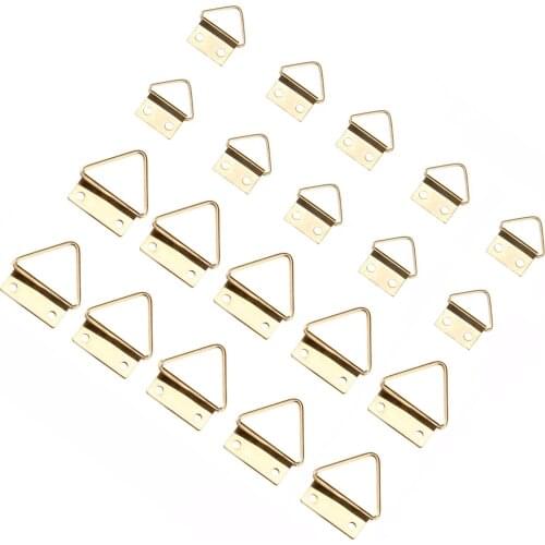 10/20pcs Gold Zinc Alloy Triangle D-Ring Hanging Picture Photo Oil Painting Mirror Frame Hooks Hanger and Screws 16*17mm/24*25mm