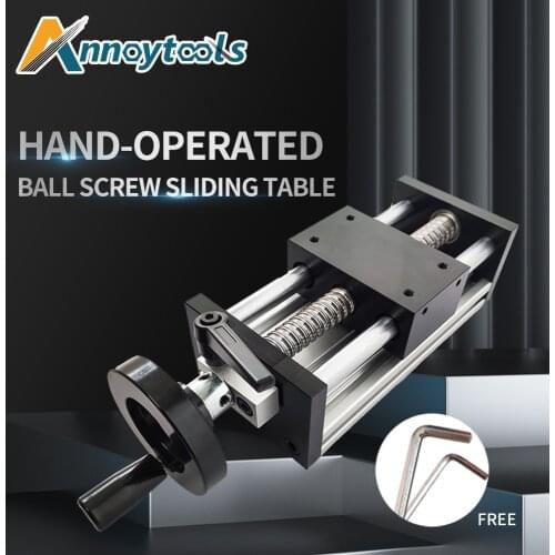 100-300mm stroke Double optical axis ball screw linear guide sliding table Hand cranked precision workbench for CNC Z Axis