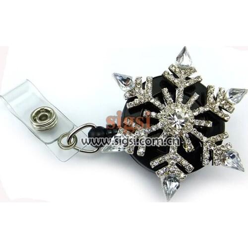 100pcs wholesale New Badge Holder Jewelry Rhinestone Snowflake Badge Reel/id badge holder