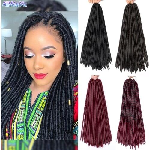 18Inch Faux Curly Locs Crochet Hair Braiding Hair Extension Synthetic Braiding Hair Soft Straight Dreadlocks Crochet For Women