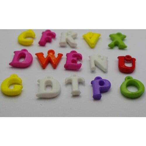 200 Mixed Bubblegum Color Acrylic Alphabet Letter Charm Pendants 14mm