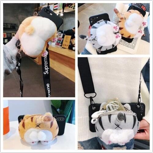 3D Cartoon Coin Purse Bag Case for OPPO A15 A52 A72 A92 A31 A5 A9 2020 A12E A3S A5S AX5S AX7 A7 A83 A73 A91 A93 With Lanyrad