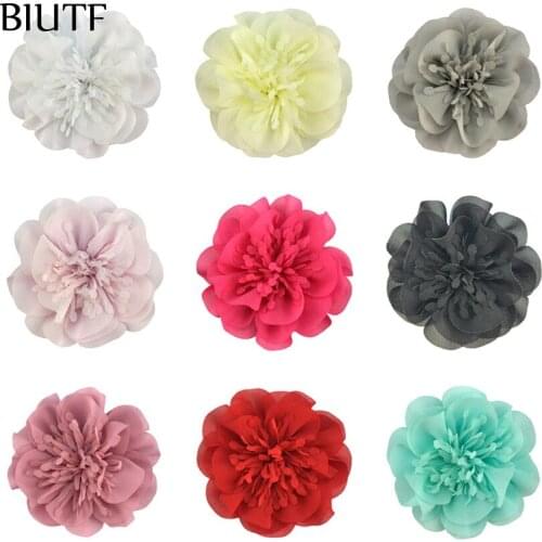 50pcs/lot 3.6'' Handmade Chiffon Flower with/without Hair Clip 20 Clever Colors Girl Headband Hairpin Accessories TH298
