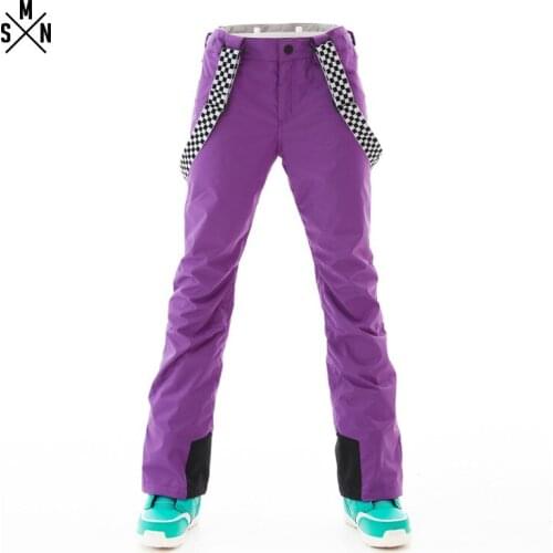 SMN Snowboard Pants Solid Color Women Windproof Waterproof Adult Winter Snow Town Tourism Snowboarding Bib Pants