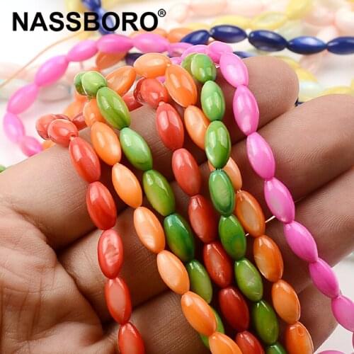 5*9mm Colored Shell Beads Rice Shape Natural Stone Beads For Jewelry Making Spacer Loose Beads Diy Bracelet Jewellery