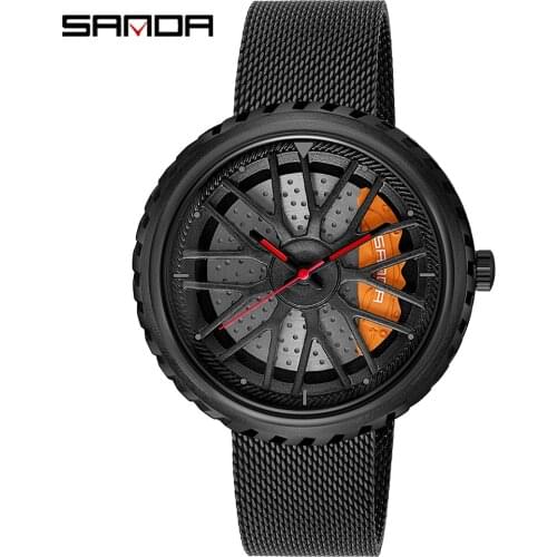 SANDA 2020 Hot Sell Fashion Cool Wheel Dial Car Watch Premium Quartz Movement Waterproof Men Wristwatch Relogio Masculino 1042