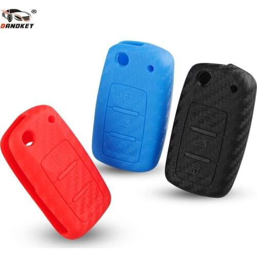Dandkey Car Auto Key Shell Case For VW Golf Bora Jetta POLO Passat Skoda Superb Octavia Fabia SEAT Ibiza Leon Carbon Fiber Case