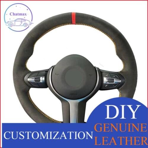 For BMW F87 M2 F80 M3 F82 M4 M5 F12 F13 Black Leather Suede Steering Wheel Cover Anti-slip fit all season