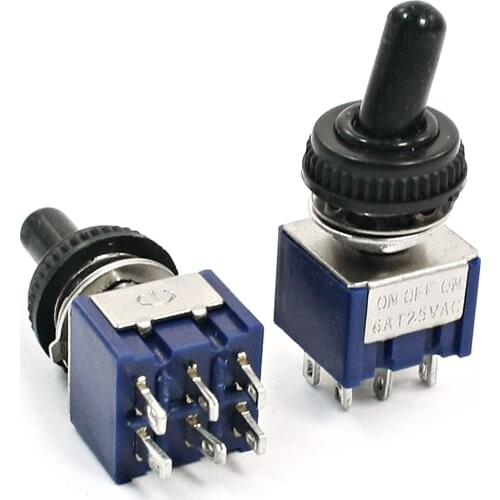 CNIM Hot 2Pcs AC 6A 125V DPDT 3 Position ON-OFF-ON Power Control Toggle Switch