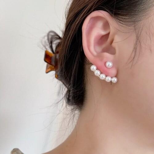 Elegant Charm Design Pearl Bead Silver Color Gold Stud Earrings For Women Fashion Jewelry Korean Ladies Ear Jewellery Gift