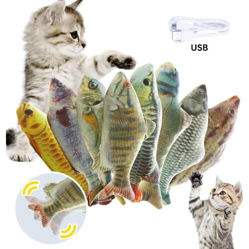 3D Electric Fish Cat Toy For Cat Interactive Simulation Fish Toy Dancing Moving Floppy Fishes For Cats USB Charging Toys For Pet