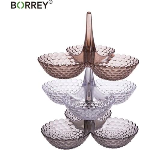 BORREY European 3-Tier Cake Plate Stand Stacked Tray Dried Fruit Snack Platter Bowl Table Candy Tray Rack Storage Fruit Tray