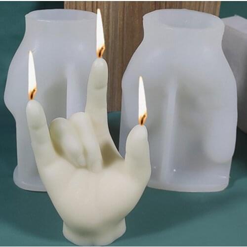 Candle Mold Gesture Shaped BPA Free Non-stick 3D Victory Gestures Silicone Candles Molds Compact Design Durable Handicraft