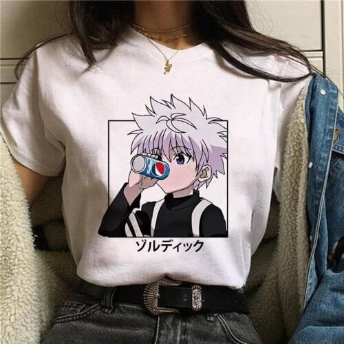 Kawaii Hunter X Hunter T-shirt Women T-shirts Tops Killua Zoldyck T-shirt Round Neck Casual Soft Anime Graphic Female Clothes