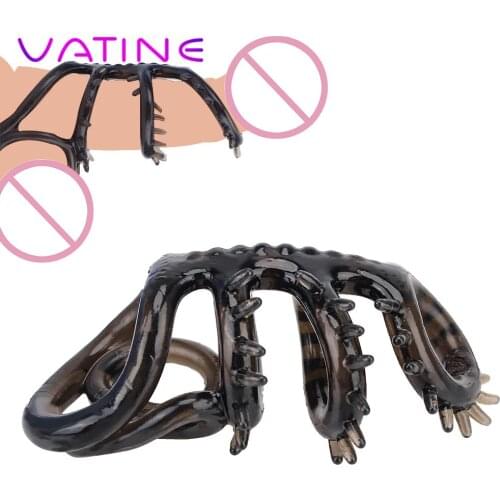 Cock Ring Lasting Erection Adult Products TPE Penis Rings Adult Sex Toys for Men Delay Ejaculation Penis Trainer With Spiked