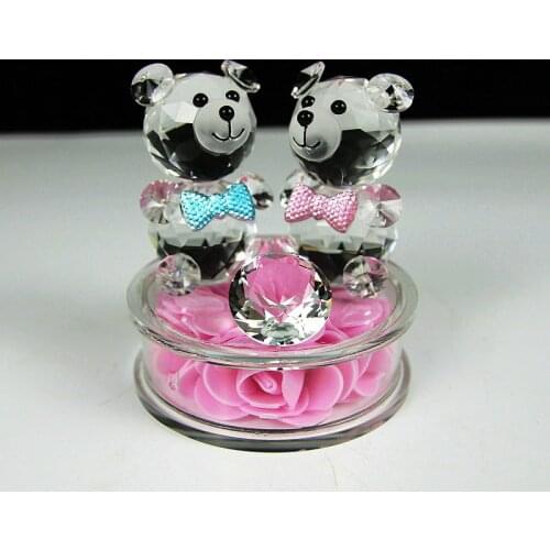 Beautiful Rose Little Bear Lovely Crystal Bear Wedding Sweetheart Gifts Symbol of Love Home Decoration