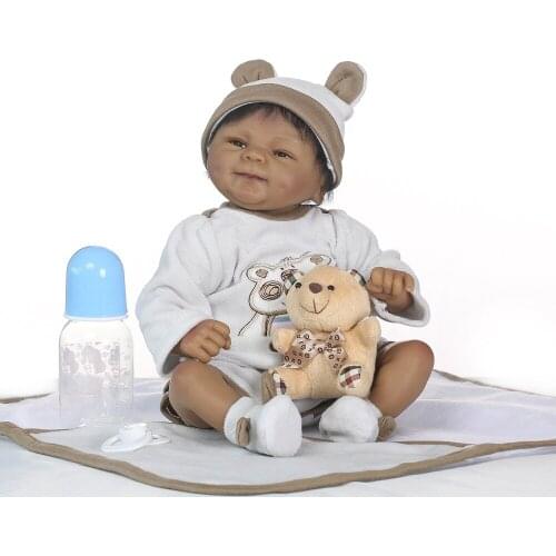 Handmade Reborn Baby Dolls soft body Black Skin Fashion silicone Reborn boy Doll Childrens Day Gifts Lifelike