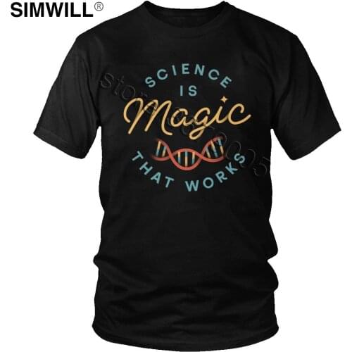 Summer Latest Tshirt Men Cotton Science Is Magic That Works T Shirt Short Sleeve Scientist DNA Leisure T-shirt Urban Fashion Tee