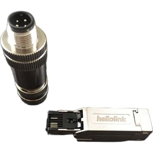 M12 Four-plug Ethernet air connector Profinet connector Eight-core sensor D type male head female head