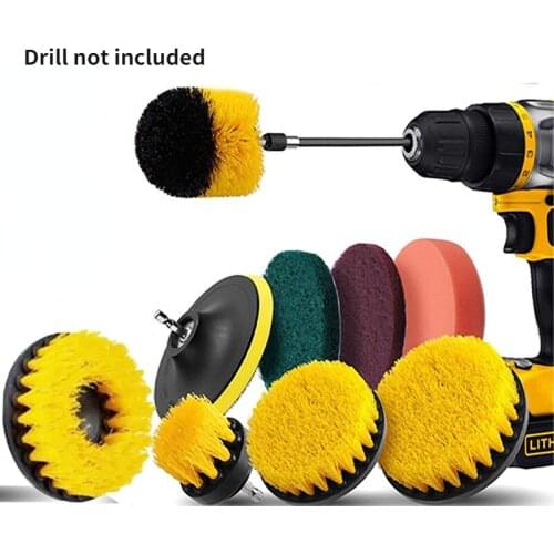 10Pcs Drill Brush Attachment Kit Power Cleaning Scrubber Washing Tool for Bathroom Tub Carpet Glass Car Clean Accessories