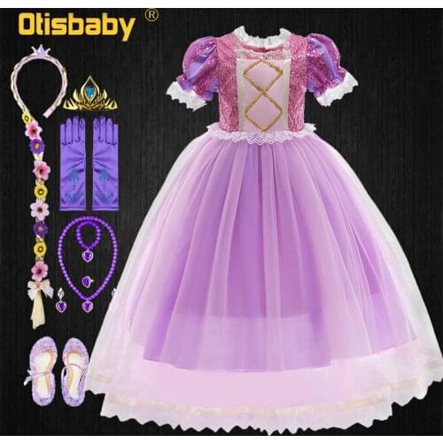 Tangled Rapunzel Sequin Fancy Dress Child Girl Winter Christmas Princess Costumes Childrens Christmas Dress for New Year 2021