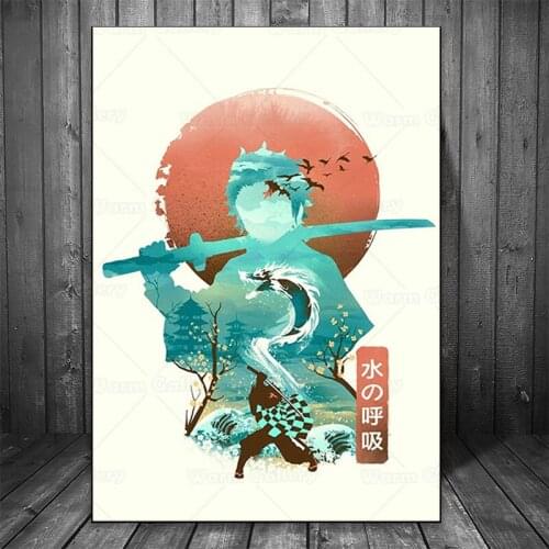 Demon Slayer Wall Art Anime Canvas Poster Kid Bedroom Living Room Breath Of The Water Canvas Painting Home Decoration Art Poster
