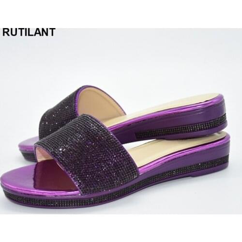 New high-end rhinestone wedding party shoes spring womens shoes thick-soled womens special wedding shoes party slippers