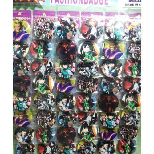 New 48pcs/set Japanese anime Anime My Hero Pin Badges,Round Brooch Badge Kids Clothing Accessories 4.5 cm XA02