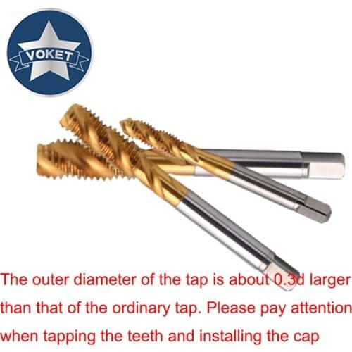 HSSE With TIN Long Shank X100MM Braces Sprial Fluted tap ST M2X0.4 M2.5X0.45 M3X0.5 M4X0.7 M5X0.8 M6X1 Metric Screw Thread taps