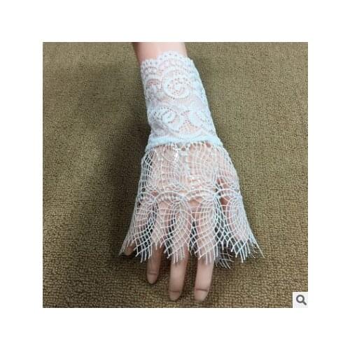 2Pieces /1pair Bridal Wedding Gloves Knitted Mesh High Elastic Lace Flower Mesh Gown Dress Sleeves
