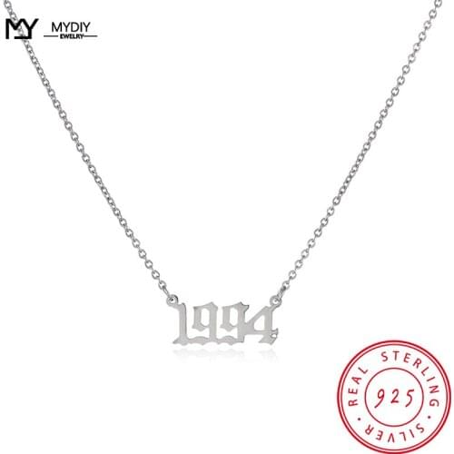 European and American Popular 925 Sterling Silver Birthday Year 1990-2020 Digital Necklace Customized Simple pendant Necklaces