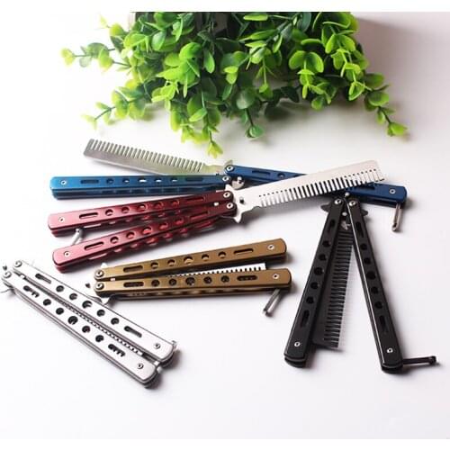 Professional No Blade Butterfly Knife Shape Design Comb Butterfly Knife Training Tool Without Blade Stainless Steel Practice Toy