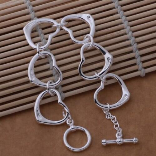 SL-AH269 Wholesale Silver Plated Bracelets For Women Silver Fashion Jewelry Gorgeous Six Whole Heart/blxakdea