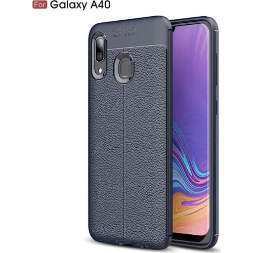 Thin Silicone Phone Back Cover Litchi Texture Soft TPU Skin Slim Protective Bumper Case Suitable for Samsung A40