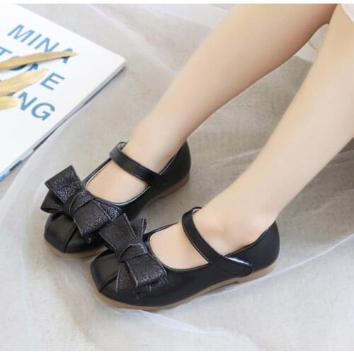 Girls Shoes Butterfly Knot Princess Shoes Mary Janes Big Girls Bridal Shoes Gold Party Shoes Silver Children Shallow Dance 1-12y