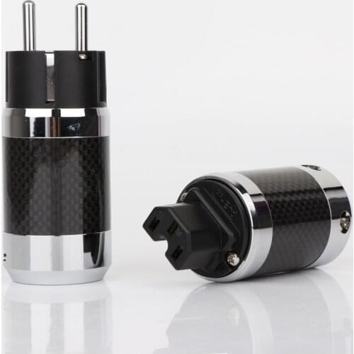 Hifi BCF4-ER Power Plug Hight Carbon Fiber Rhodium Plated Schuko EU AC Power Plug+IEC Connector