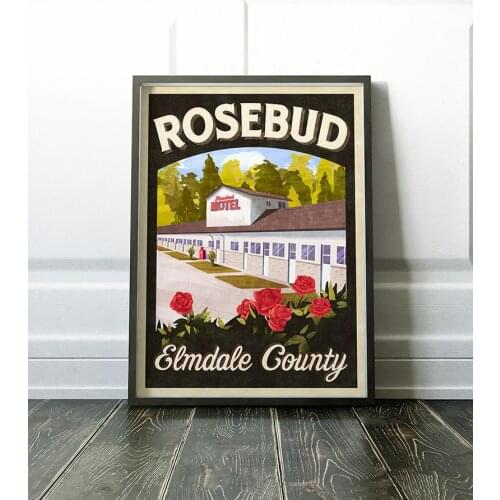 Rosebud Motel Elmdale County Retro Vintage Travel Poster Inspired by Schitt’s Creek