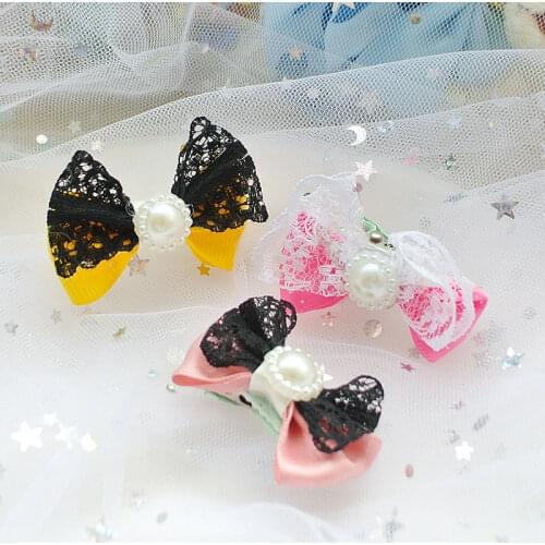 Japanese double lace bowknot hairpin Yorkshire pet could head clamp hoop teddy BB tire headdress flower 30pcs