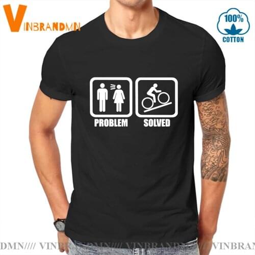 Funny Cycling Problem Solved T shirt women men Joke Husband Wife Family Relationship T-shirt MTB Bike Marriage Divorce tee shirt